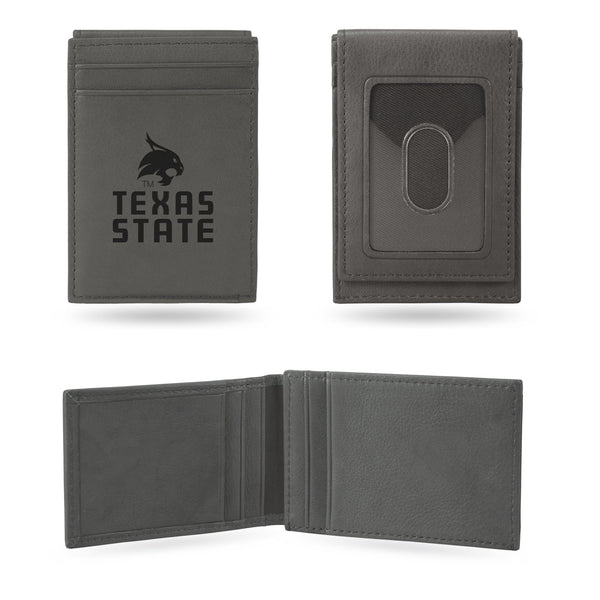 Wholesale Texas State Laser Engraved Gray Front Pocket Wallet