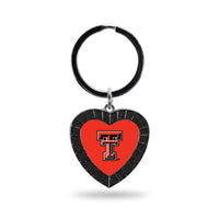 Wholesale Texas Tech Black Rhinestone Heart Keychain