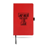 Wholesale Texas Tech Primary Mark Team Color Laser Engraved Notepad W/ Elastic Band - Red