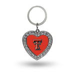 Wholesale Texas Tech Rhinestone Heart Key Chain