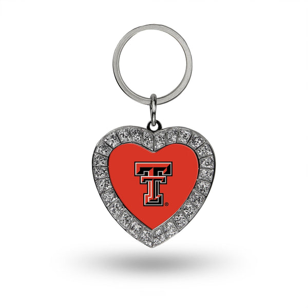 Wholesale Texas Tech Rhinestone Heart Key Chain