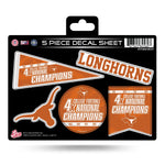 Wholesale Texas University 4 Time College Football Champs 5-Pc Decal Sheet