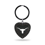 Wholesale Texas University - Carbon Fiber Design - Black Rhinestone Heart Keychain