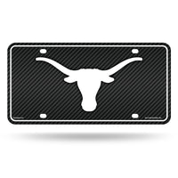 Wholesale Texas University - Carbon Fiber Design - Metal Auto Tag