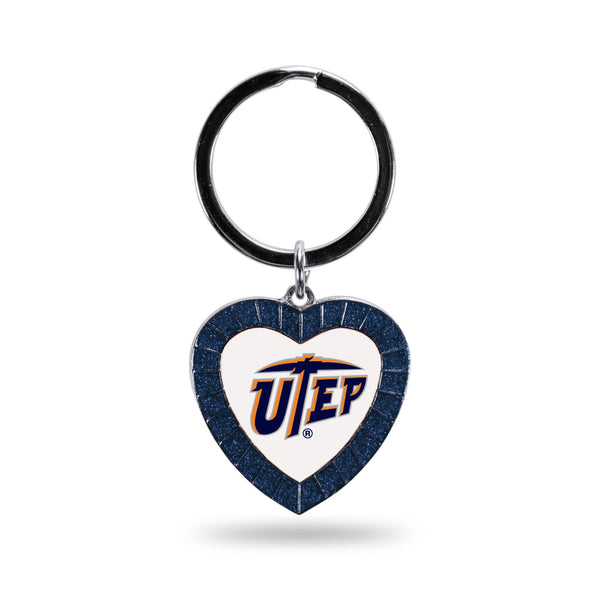 Wholesale TexasAT El Paso, The University Of (Utep) Navy Rhinestone Heart Keychain