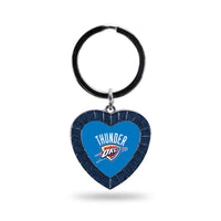 Wholesale Thunder Colored Rhinestone Heart Keychain - Navy
