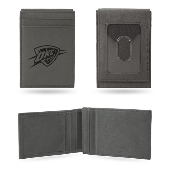 Wholesale Thunder Laser Engraved Front Pocket Wallet - Gray