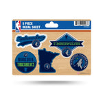 Wholesale Timberwolves 5-Pc Sticker Sheet