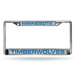 Wholesale Timberwolves Laser Chrome Frame - Silver Background With Royal Letters