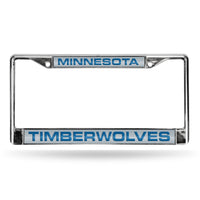 Wholesale Timberwolves Laser Chrome Frame - Silver Background With Royal Letters