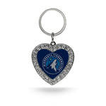 Wholesale Timberwolves Rhinestone Heart Keychain