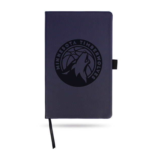 Wholesale Timberwolves Team Color Laser Engraved Notepad W/ Elastic Band - Navy