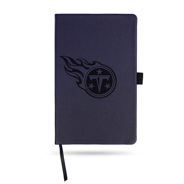 Wholesale Titans Team Color Laser Engraved Notepad W/ Elastic Band - Navy