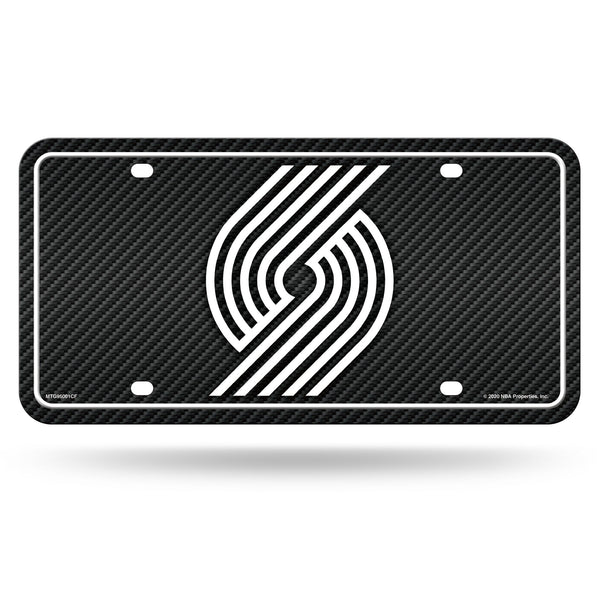 Wholesale Trail Blazers - Carbon Fiber Design - Metal Auto Tag