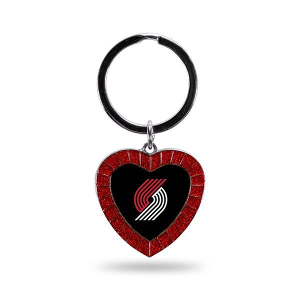 Wholesale Trail Blazers Colored Rhinestone Heart Keychain - Red