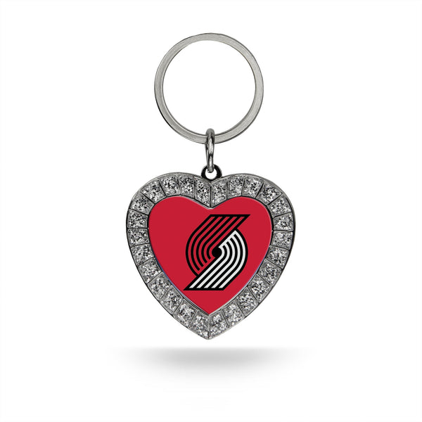 Wholesale Trail Blazers Rhinestone Heart Keychain