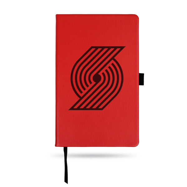 Wholesale Trail Blazers Team Color Laser Engraved Notepad W/ Elastic Band - Red