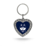 Wholesale Uconn Rhinestone Heart Key Chain