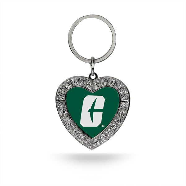 Wholesale UNC Charlotte Rhinestone Heart Keychain