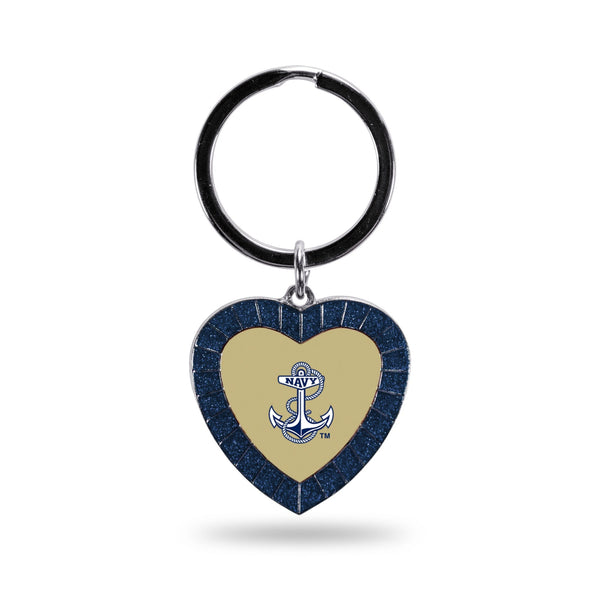 Wholesale US Naval Academy Colored Rhinestone Heart Keychain - Navy