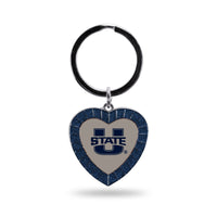 Wholesale Utah State University Navy Rhinestone Heart Keychain