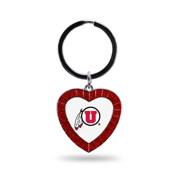 Wholesale Utah University Red Rhinestone Heart Keychain