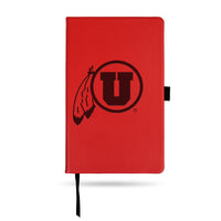 Wholesale Utah University Team Color Laser Engraved Notepad W/ Elastic Band - Red