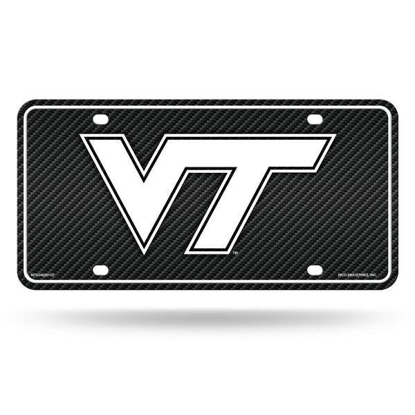 Wholesale Virginia Tech - Carbon Fiber Design - Metal Auto Tag