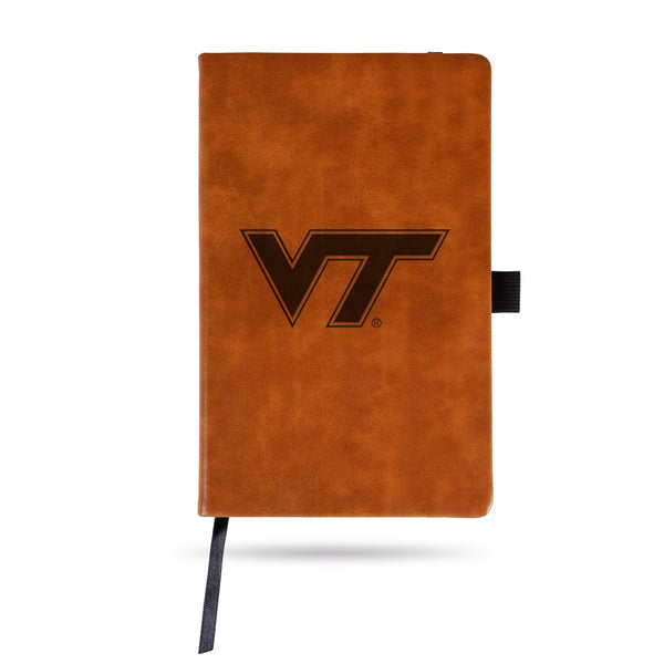 Wholesale Virginia Tech University Laser Engraved Brown Notepad With Elastic Band - Generic