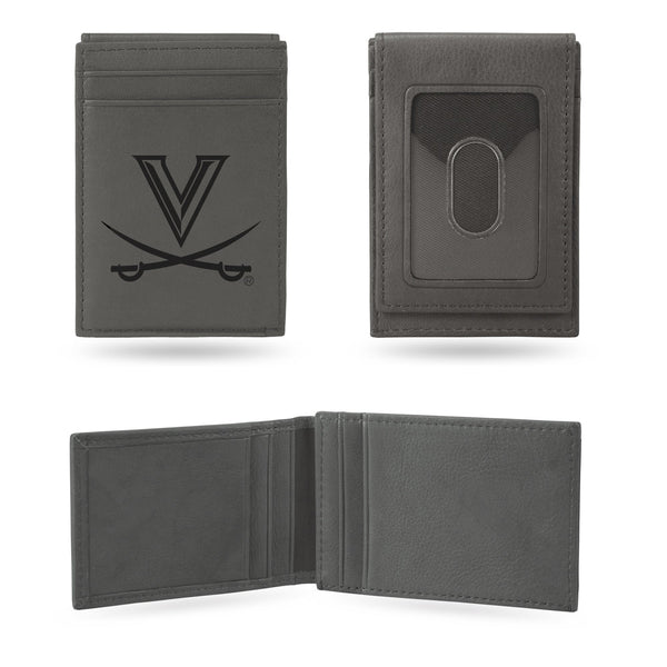 Wholesale Virginia University Laser Engraved Front Pocket Wallet - Gray