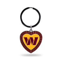 Wholesale Washington Commanders Colored Rhinestone Heart Keychain - Maroon