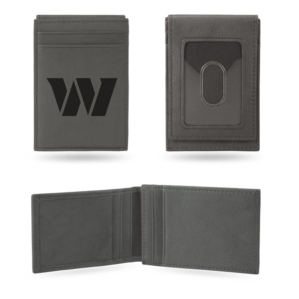 Wholesale Washington Commanders Laser Engraved Front Pocket Wallet - Gray
