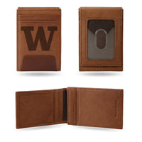 Wholesale Washington Huskies Premium Leather Front Pocket Wallet
