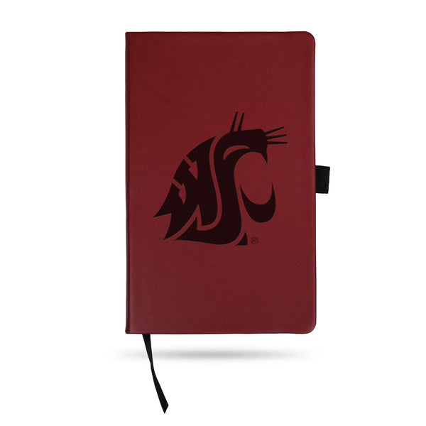 Wholesale Washington State University Team Color Laser Engraved Notepad W/ Elastic Band - Maroon