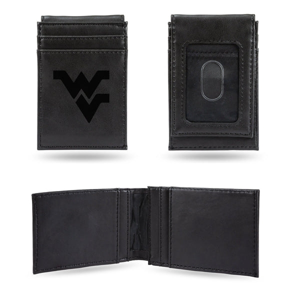 Wholesale West Virginia University Laser Engraved Black Front Pocket Wallet