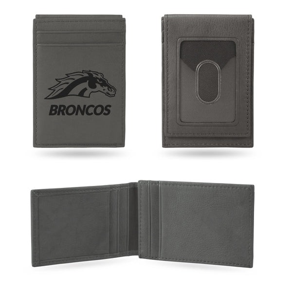 Wholesale Western Michigan Laser Engraved Gray Front Pocket Wallet