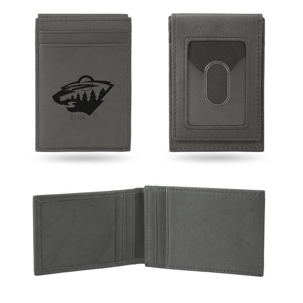 Wholesale Wild Laser Engraved Front Pocket Wallet - Gray