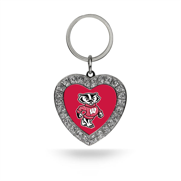 Wholesale Wisconsin Rhinestone Heart Key Chain