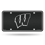 Wholesale Wisconsin University - Carbon Fiber Design - Metal Auto Tag