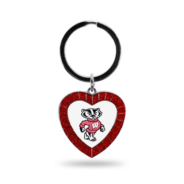 Wholesale Wisconsin University Red Rhinestone Heart Keychain