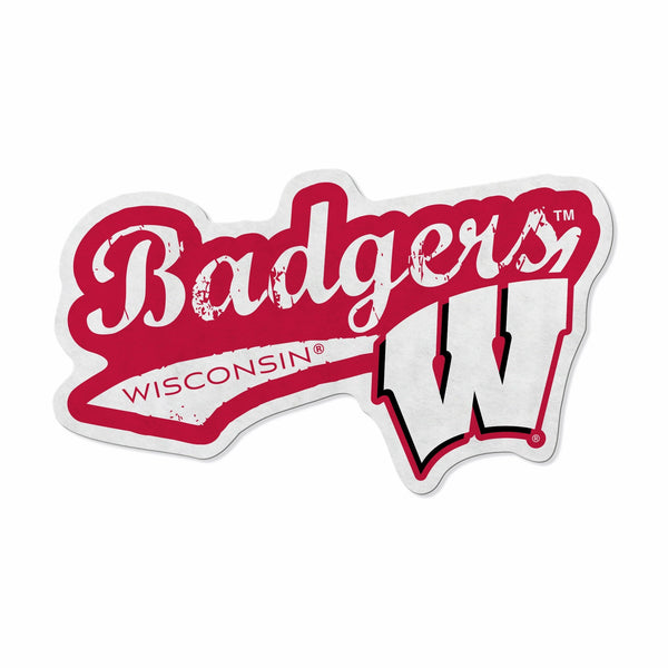 Wholesale Wisconsin University Shape Cut Logo With Header Card - Distressed Design