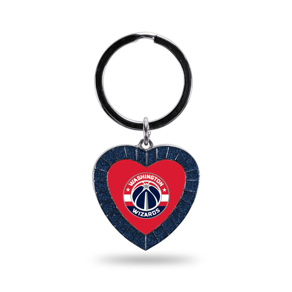 Wholesale Wizards Colored Rhinestone Heart Keychain - Navy